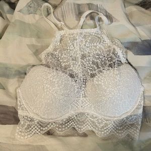 PINK Victoria’s Secret halter racer back bralette white lace S
